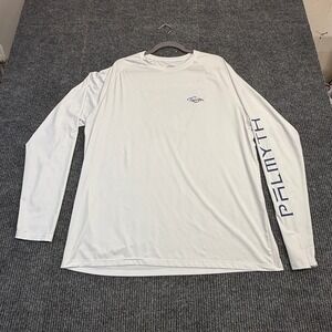 Palmyth Mens Long Sleeve Fishing Shirt White American Flag Fish Graphic Size XL